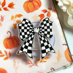 Aesthetic Checkered Coquette Bow Magnetic Phone Grip Trendy Retro Ribbon Magsafe Kickstand, Preppy Style Gift For Her