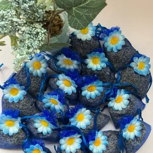 Lavender Sachets for Drawers - Blue Sachets with Daisies, 20 Bags of Dried Lavender, Ideal for Home, Clothes, and Party Favors