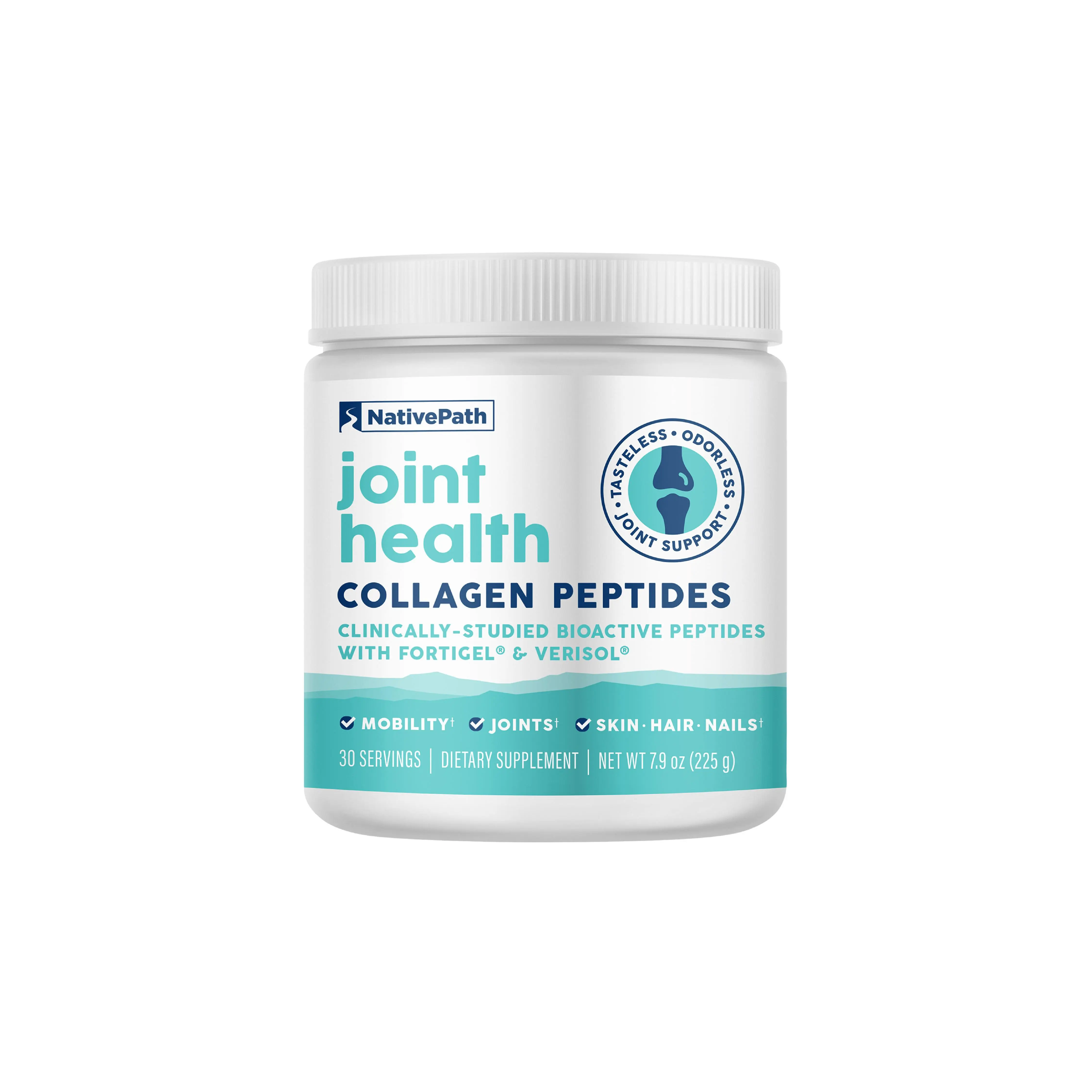 NativePath Fortigel & Verisol Joint Health Collagen Peptides Powder – Type 1 & 3, Grass-Fed Unflavored, 30 Servings