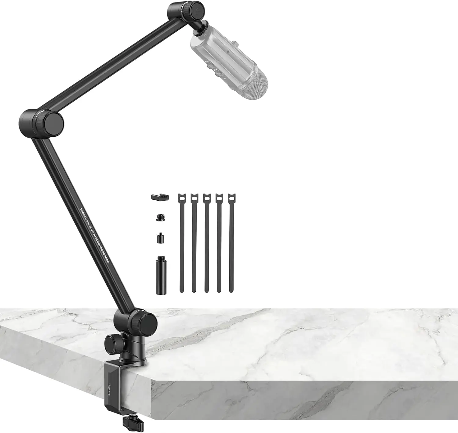 SmallRig Mic Boom Arm, Innovative Hydraulic Damping Microphone Stand with Desk Mount Clamp, Screw Adapter, Cable Management for Podcasting, Streaming, Gaming, Home Office - 4303 Accessories Clip