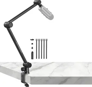 SmallRig Mic Boom Arm, Innovative Hydraulic Damping Microphone Stand with Desk Mount Clamp, Screw Adapter, Cable Management for Podcasting, Streaming, Gaming, Home Office - 4303 Accessories Clip