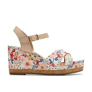 Clarks Womens Chicly Floral Wedge Sandals