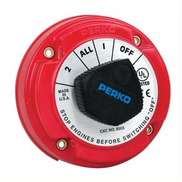 Perko 8503DP Medium Duty Battery Selector Switch - 12/24/32V, 250A Continuous, 360A Intermittent, Ignition Protected, Alternator Field Disconnect, Without Key Lock