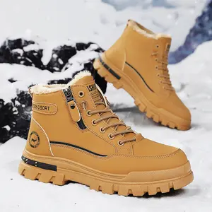 Winter Men's Snow Boots Warm Fleece Lined Side Zipper Waterproof Slip Resistant