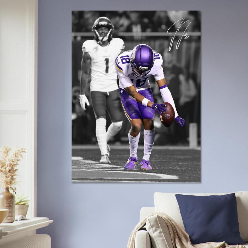 [Sale Up To 30%][UNFRAMED] Justin Jefferson Poster Minnesota Football Wall Art
