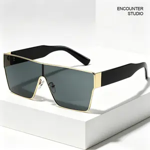 Retro Oversized Square One Piece Sunglasses Unisex UV400 Sun Protection Fashion Statement Shades for Street Style Travel Outdoor Activities&Everyday Casual Use