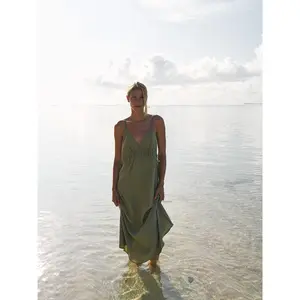 Sofia Ties Maxi Dress - Khaki Green