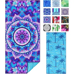Microfiber Sand Free Beach Towel Thin Quick Dry Super Absorbent Oversized Large Lightweight Towels for Travel Sports Pool Swimming Bath Camping Yoga Girls Women Adults