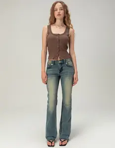 TRUE RELIGION Becca Mid Rise Super T Flap Womens Bootcut Jeans