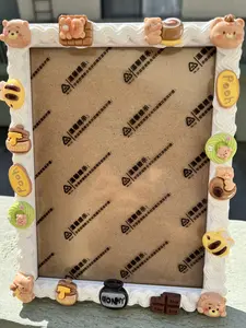 Handmade Decoden Kawaii Photo Frame 9''x 7'' | Cream Glue Cute Kawaii Dolls, Dog Kitty Character Deco Charms, Birthday/ Mother's Gift