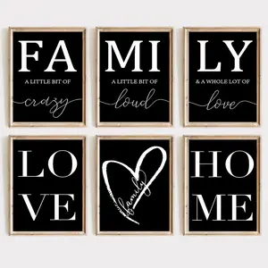 Family & Home & Love Quote Unframed Painting, 6 Counts/set Modern Wall Art Poster, Wall Art Decor for Home Living Room Bedroom, Ornaments
