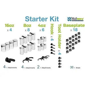 Wallwerx Starter Kit - Wall mounted jars, hooks, tool holders
