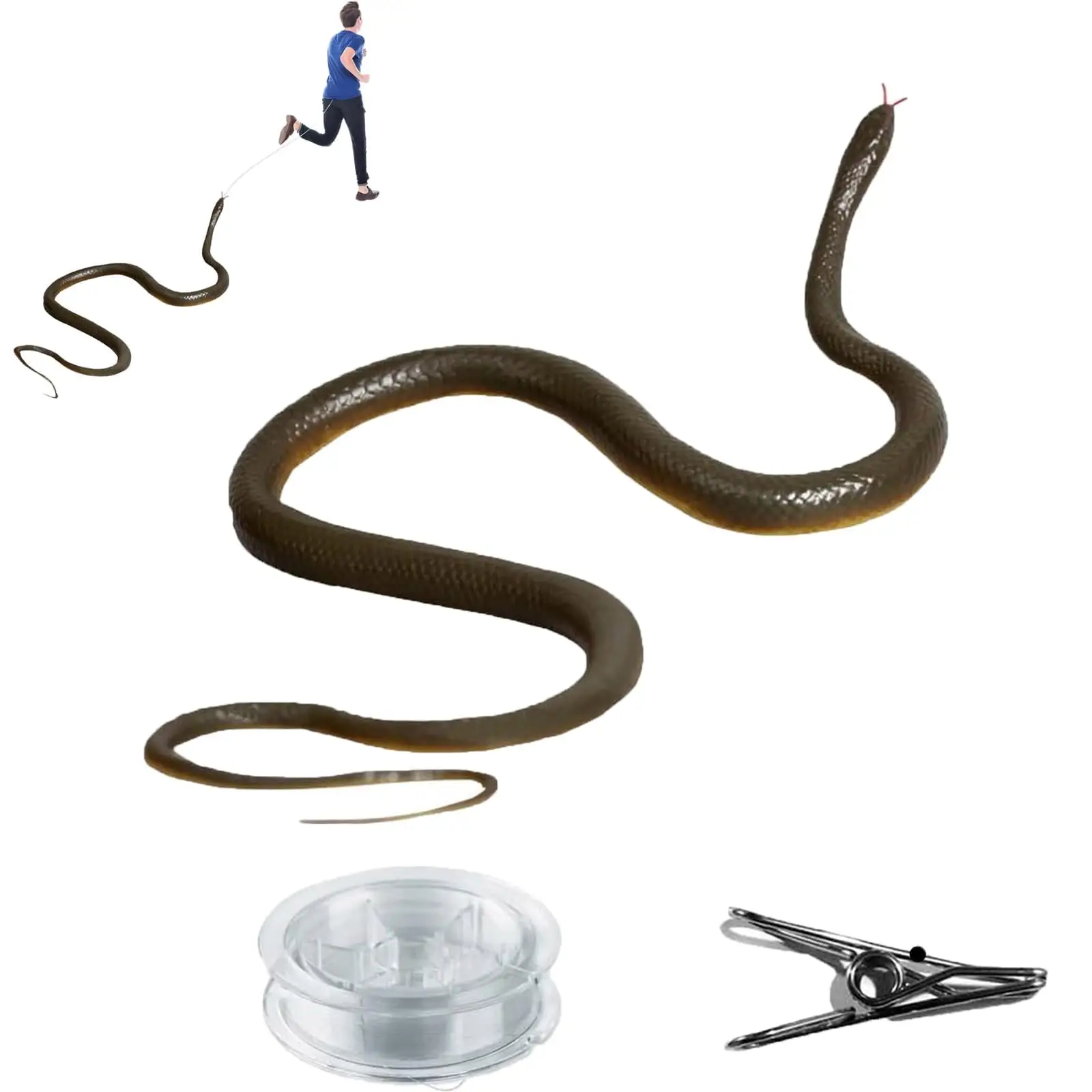 Fake Snake, Snake Prank with String and Clip, Realistic Rubber Snake, Realistic Snake Prank for Playing Jokes Prank Stuff for Halloween Party Favor