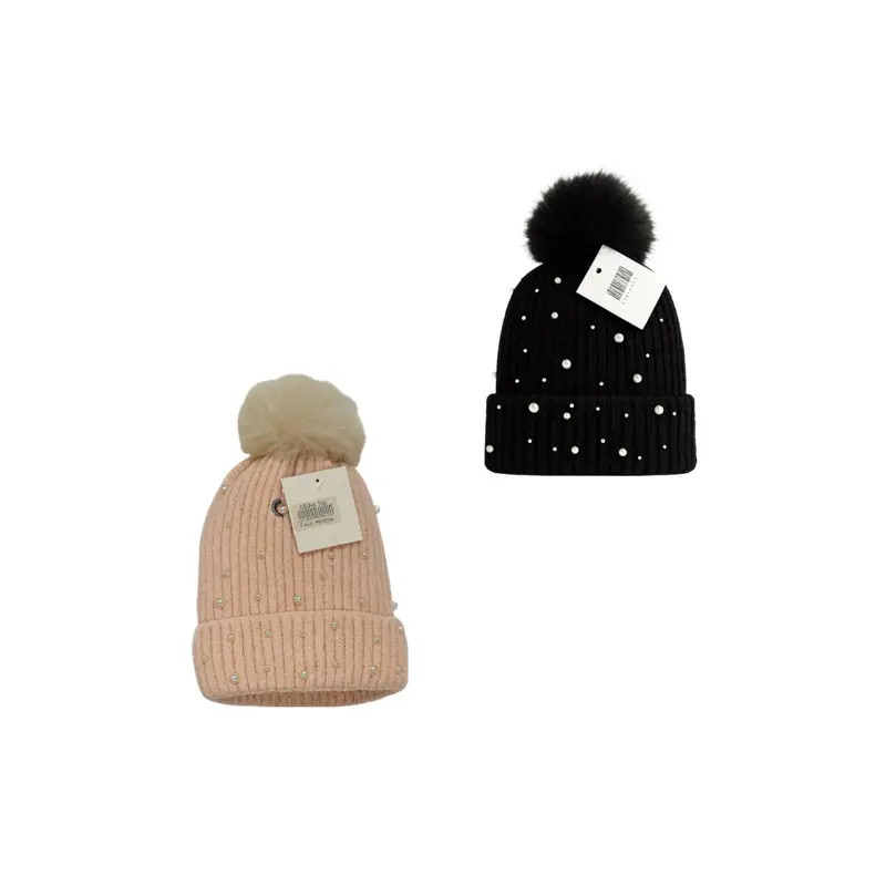 Bundle of 2 – Luxury Pearl Pom-Pom Beanies