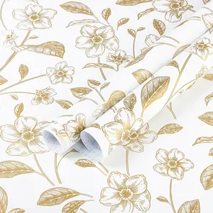 Floral Wallpaper Peel and Stick White and Gold Contact Paper Boho Wall Paper Peel and Stick Modern Clearance Cabinets and Drawers