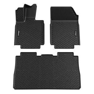 【GARVEE】Floor Mats for Tesla Cybertruck 2023 2024 2025, TPE All Weather Cybertruck Accessories Custom Fit Front 1st & 2nd Row Floor Liner, Black