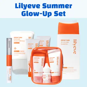 Lilyeve Summer Glow-Up Set | Hair Growth Serum, 3D Volume Shampoo with Built-in Brush, Dual Lash Serum, EXOSOME Capsule Treatment 50ml*2, Growturn Exosome Starter Kit