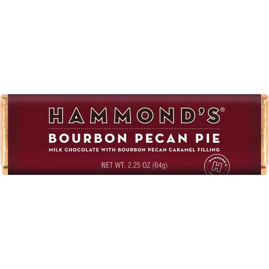 Hammond's Bourbon Pecan Pie Milk Chocolate Bar 2.25 oz 12 ct