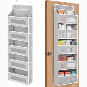 Upgraded 5-Tier Over-the-Door Storage Rack - 5 Spacious Pockets Anti-Tip Design 44LBS Heavy-Duty Capacity Efficient Safe Organizer for Easy Access
