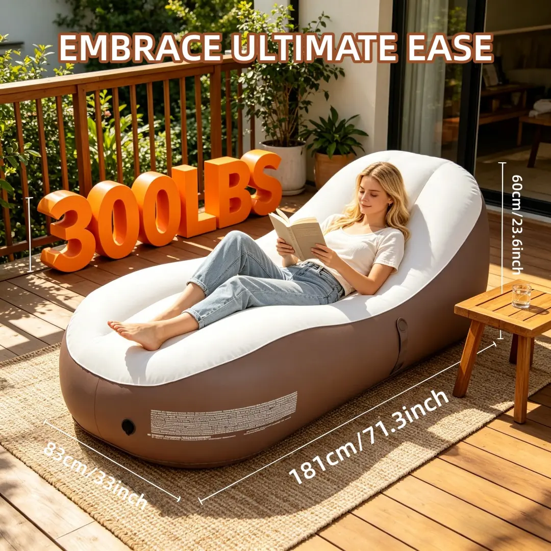 Ergonomic S-Curve Inflatable Air Mattress | Deep Relaxation & Power Naps Design, Suitable for Office, Balcony, Camping, Guest Room, Beach, Portable And Foldable,No pump