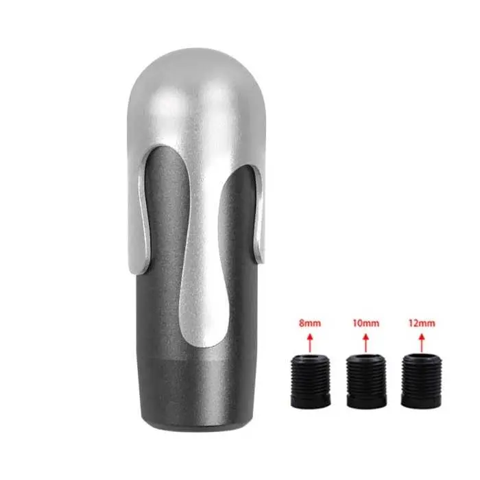 Gear Knob Cover Ice Cream Style Aluminium Car Gear Stick Shift Knob Shifter Lever Gear Shift Knob((Black)-Silver)