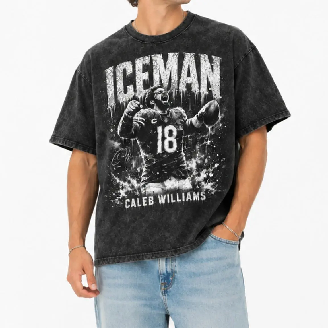 Caleb Williams Iceman Vintage Shirt, Chicago Graphic Tee, Football T-Shirt, Retro Washed Streetwear Tee, Game Day Shirt, Gift for Bear Fans, Classic Fashion, Fits Every Occasion, Timeless Appeal, Simple and Clean