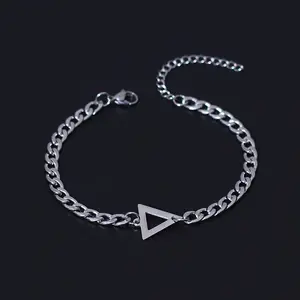 Titanium Steel Bracelet Men's Hip Hop Triangle Accessories Stainless Steel Chain Charm Bracelet Jewelry