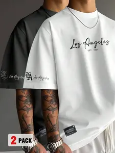 Men's Graphic Print Fitted T-Shirt, Soft Round Neck, Slight Stretch, Breathable Casual Streetwear Top for All Seasons, Comfortable Daily Wear