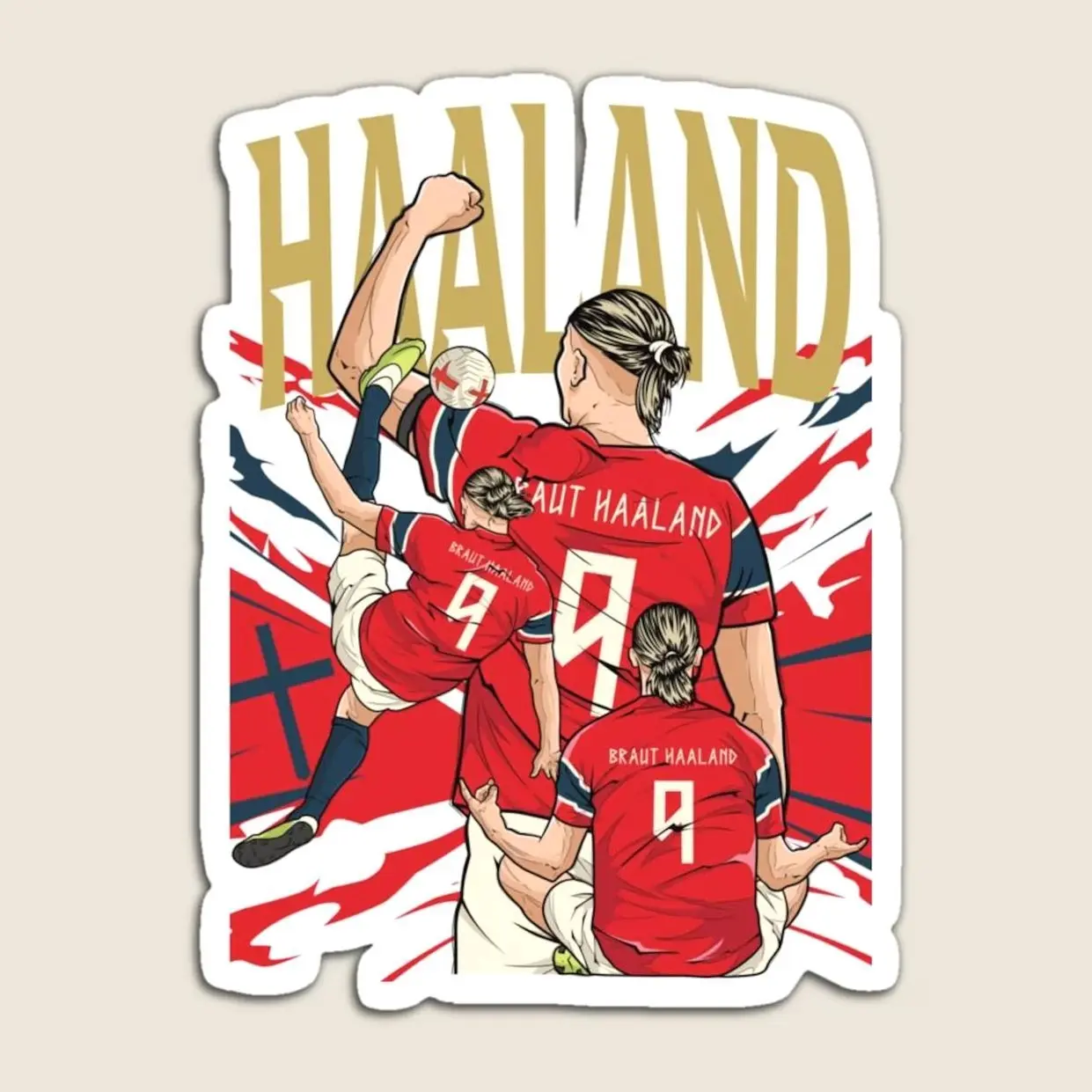Erling Haaland Cartoon Glossy Sticker Laptop and Phone Decal