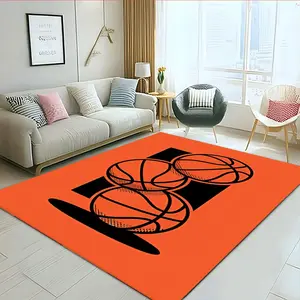 Basketball Pattern Floor Mat, 1 Count Creative Sports Themed Non-slip Floor Carpet, Decorative Area Rug for Home Living Room Bedroom, Home Decor