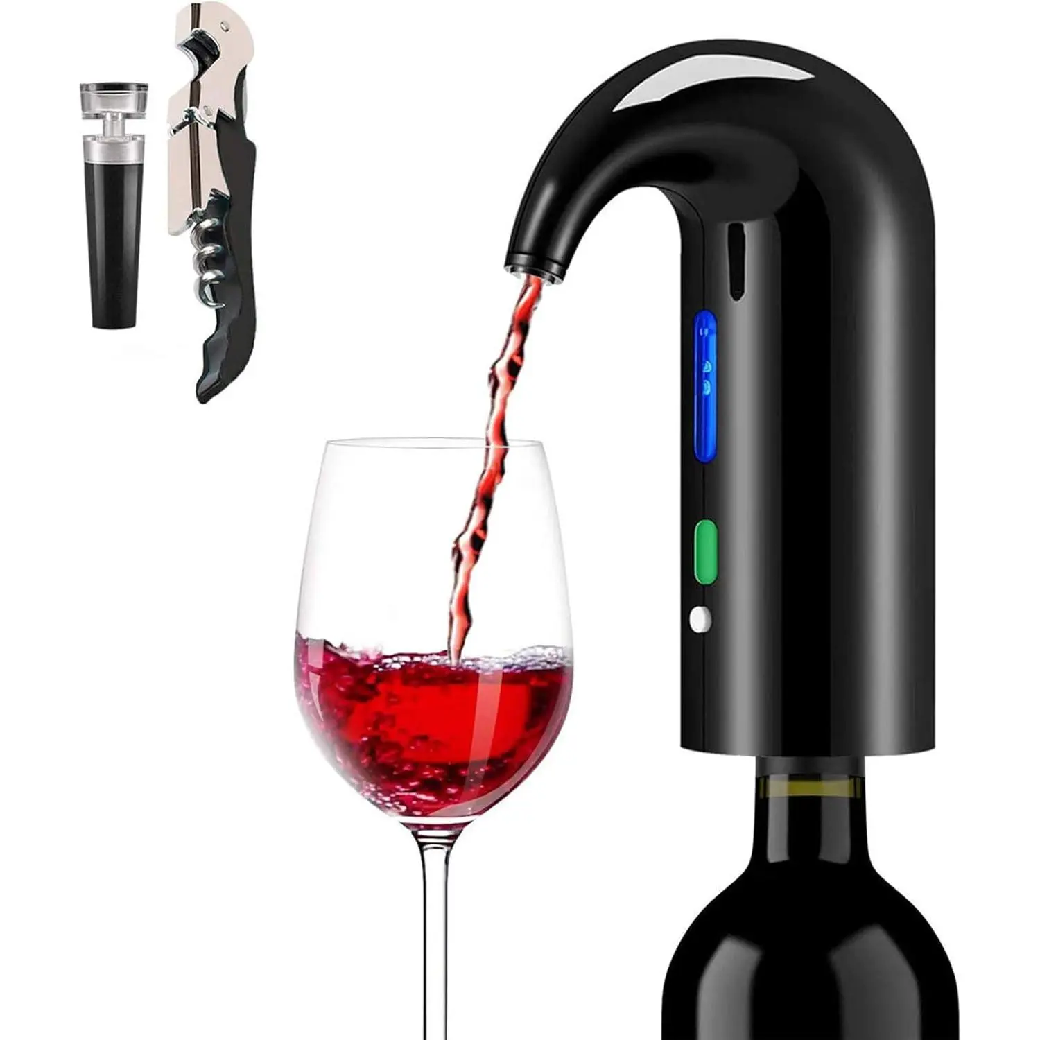 Higfra Electric  Aerator: 1-Button Silent Aeration w/Corkscrew & Vacuum Stopper, USB Rechargeable - Day Gifts for Dad