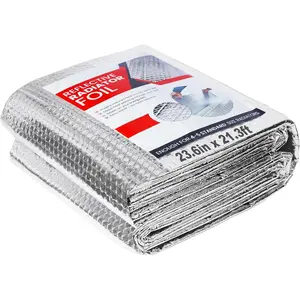 Reflective Insulation Roll 23.6 in X 21.3 FT, Window Insulation for Summer Heat, Double Side Aluminum Foil Bubble Shield for Windows, Roof, Garage Door