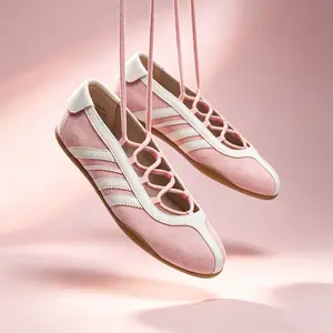 Lumubby Women's Retro Patchwork Lace-Up Ballerina Flats - Sporty Casual Sneaker-Inspired Footwear for Daily Wear