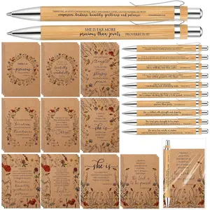 25 Sets Christian Gifts Bulk for Women Religious  Mini Notebook Inspirational  Verse  Ballpoint Pens with Organza Bags Thank You  for Thanksgiving Day Christmas