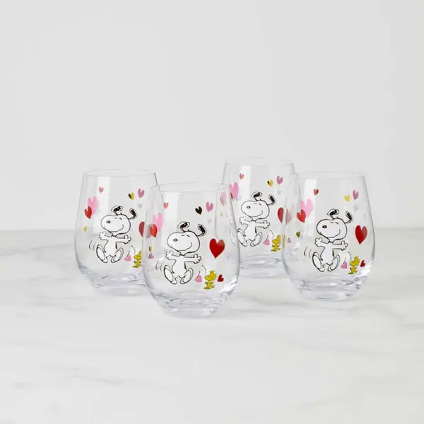 Lenox 897880 Snoopy Valentines Day Tumblers - Set of 4