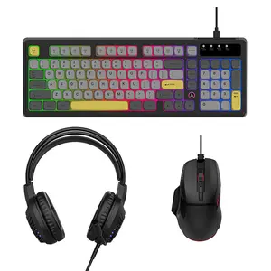 AJAZZ AT120 Gaming Trio: Cool RGB Lighting Effects, 97-Key Layout (Complete Set: Keyboard, Headset, Wired Mouse)