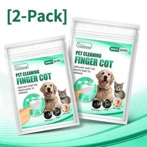[2-Pack] Pet Dental Finger Wipes,Vet-Recommended Remove Bad Breath & Plaque & Tartar Buildup, Dog Tooth Brushing Kit, Dog Breath Freshener, Dogs Toothbrush & Toothpaste Alternatives