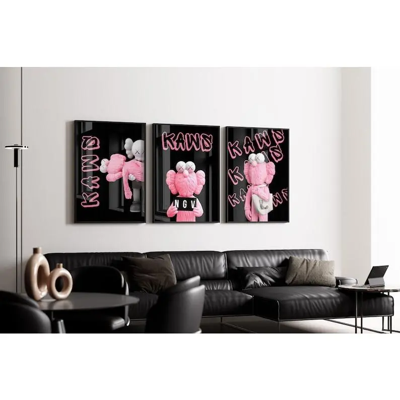 Black and Pink HypeBeast Poster Set of 3, Fashion Wall Art,  GraffitiPoster, Black Pink Aesthetic Print, Luxury Life Print