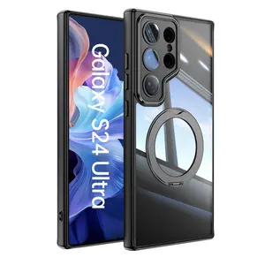 360 Degree Rotatable Magnetic Phone Case with Ring, 1 Count Shockproof Phone Protective Cover, Phone Accessory Compatible with Samsung Galaxy S24 Ultra