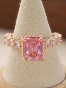 Elegant Artificial Square Champagne Colored Cubic Zirconia Couple Ring, Exquisite Stackable Ring, Wedding Ring, Classic Women's Shiny Artificial Zircon Ring Gift