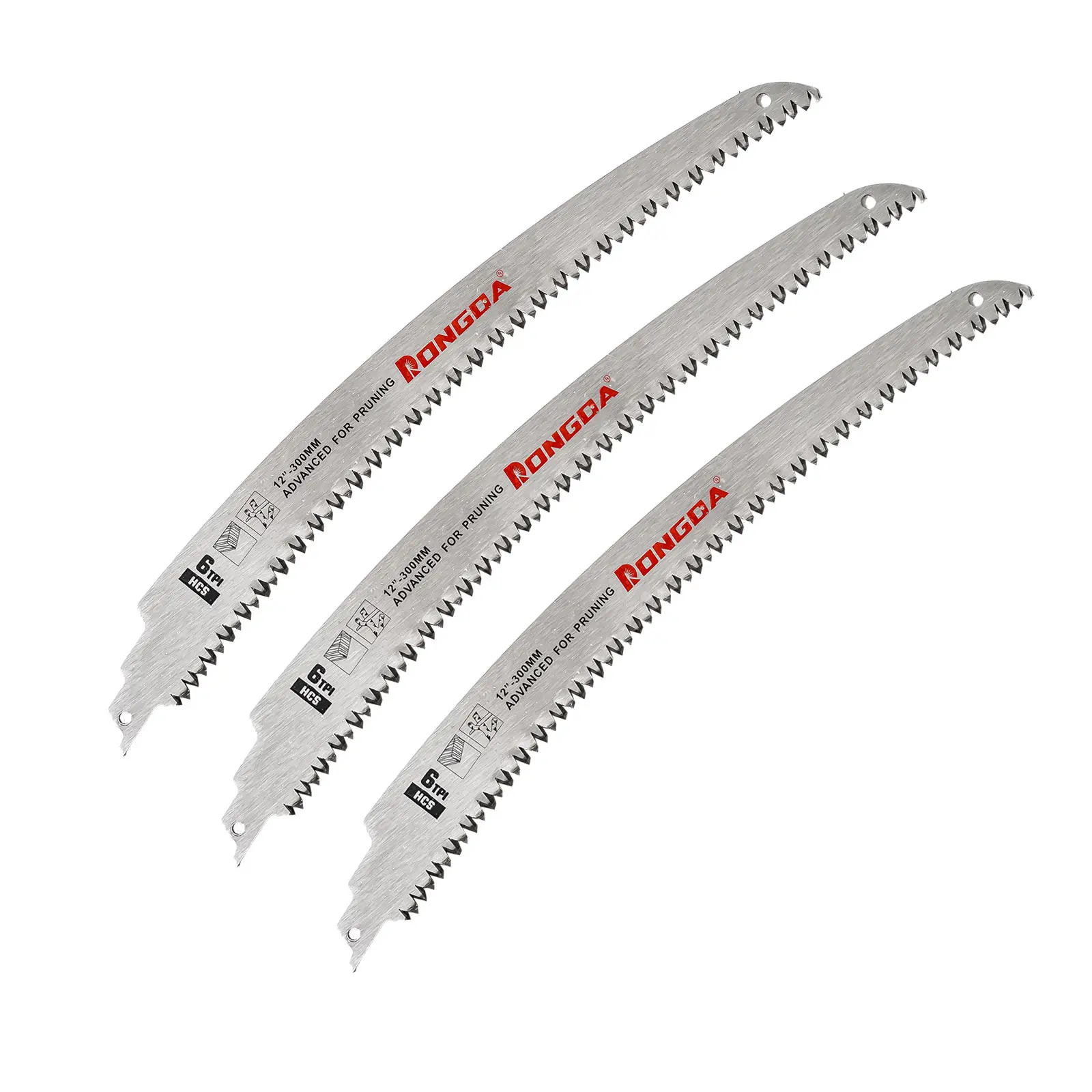12-Inch Reciprocating Saw Blades (3 Pieces) with Japanese Teeth, 6TPI Arc Edge Power Tool Accessory for Tree Trimming, Efficient and Clean Cutting (Tools Sale Clearance)