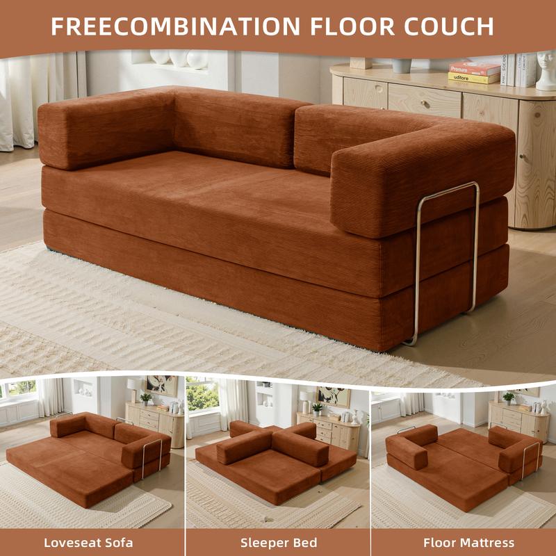 basement  furniture high-quality convertible comfy corduroy fabric couch  pulls  bed multi-functional floor sofa Convertible Modular Fabric Compression Sofa Bed Folding Dual-Purpose 2025 New Small-Sized Rental House Living Room Double Lazy Person Leisure