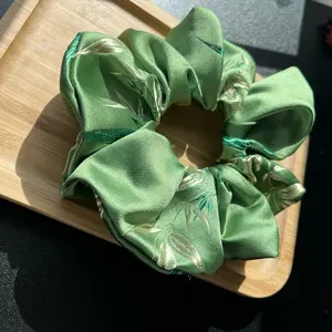 Artivelle Handmade Hair Scrunchies - Forest Serenade Bamboo Satin Scrunchie, Elegant Design, Nature-Inspired Luxury