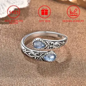 S925 Sterling Silver Ring Featuring a Moonstone Design, Hypoallergenic And Nickel-Free, Designed in a Victorian Style, Adjustable to Fit, Adorned with a Butterfly Motif, Perfect for Bohemian Festival Themes, Crafted from Synthetic Stone