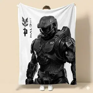 Halo Master Chief 117 Spartan UNSC Graphic Soft Fleece Blanket Gamer Room Decor Aesthetic Video Game Fan Merchandise Gift