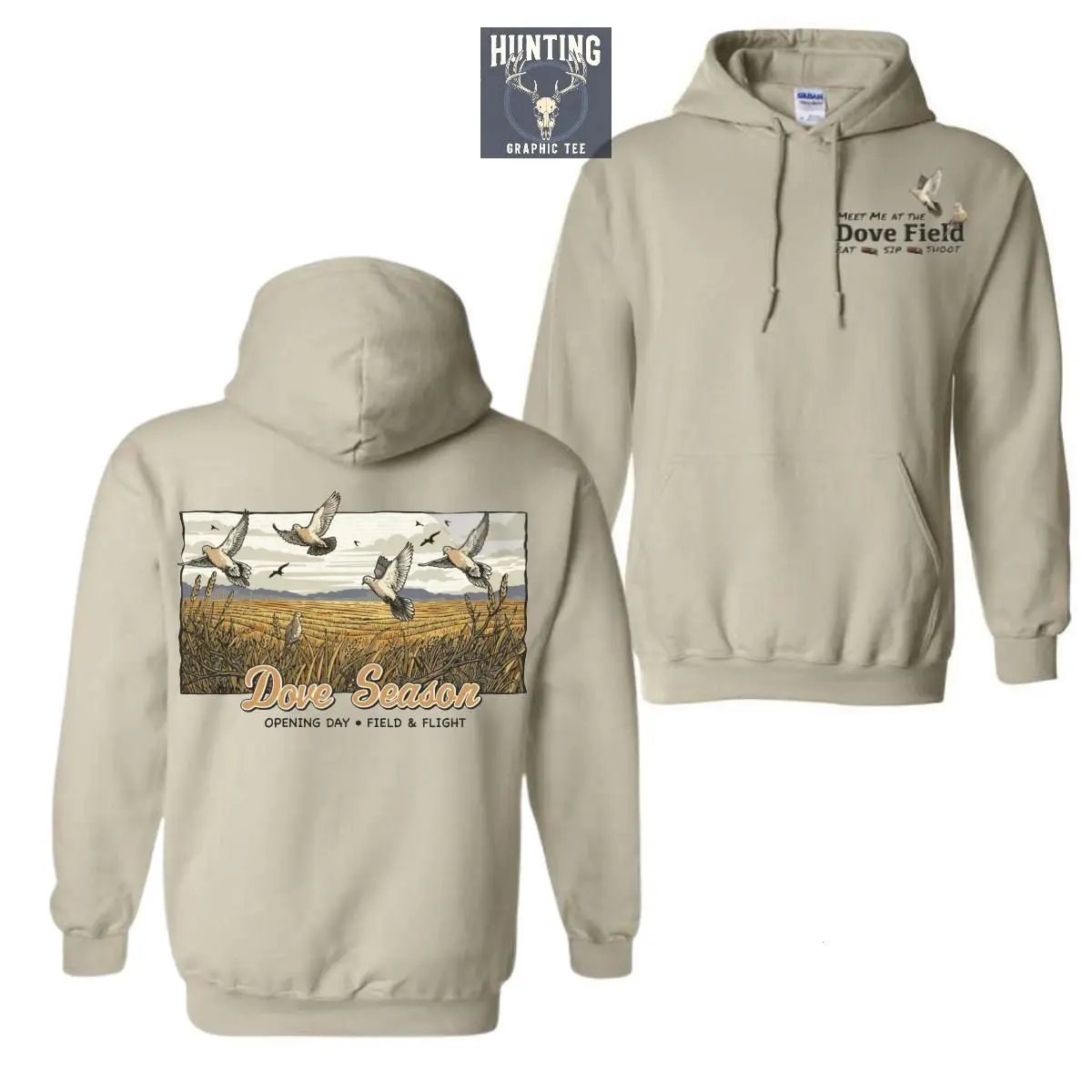 (Youth & Adult) Dove Season Bird Hunter Graphic Hoodie Outdoor Nature Lover Gift Drawstring Pullover Soft Long Sleeve Apparel Made In The USA , By Hunting Graphic Tee