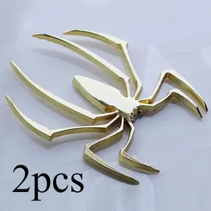 2pcs Fashion Car Sticker 3D Metal Spider Personalized Car Logo Car Styling Accessories Gold Metal Spider Sticker