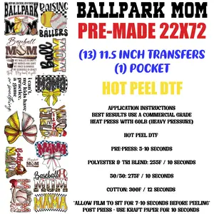 Ballpark Mama 22"x72" Pre-Made Hot Peel DTF Gang Sheet