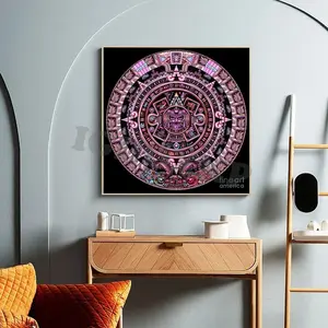 Wall Poster Egypt Aztec Mayan Culture Mayan Aztec Calendar Wall Poster Art Canvas Printing Poster Office Bedroom Aesthetic Poster Unframe-style 28x28inch(70x70cm) Decor Artwork