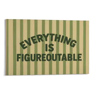 Everything Is Figureoutable Quote Print, Retro Striped Motivational Poster Trendy Print